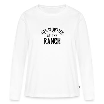 La vie est meilleure au ranch - T-shirt manches longues Premium bio Femme - blanc - Devant - Julia (174cm)