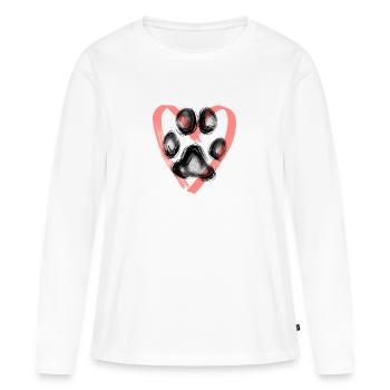 Empreinte de patte avec coeur, rose - T-shirt manches longues Premium bio Femme - blanc - Devant - Julia (174cm)