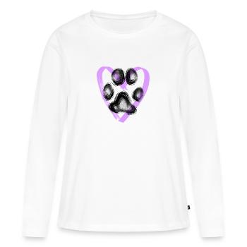 Empreinte de patte avec coeur, violet - T-shirt manches longues Premium bio Femme - blanc - Devant - Julia (174cm)