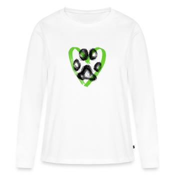 Empreinte de patte avec coeur, vert - T-shirt manches longues Premium bio Femme - blanc - Devant - Julia (174cm)