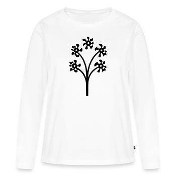 Fleur avec tige - T-shirt manches longues Premium bio Femme - blanc - Devant - Julia (174cm)