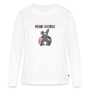 FROHE OSTERN - Frauen Premium Bio Langarmshirt - Weiß - Vorne - Julia (174cm)