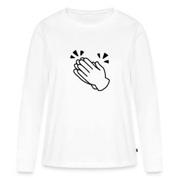 Emoji Applaus Skizze schwarz - Women's Premium Organic Long Sleeve Shirt - white - Front - Julia (174cm)