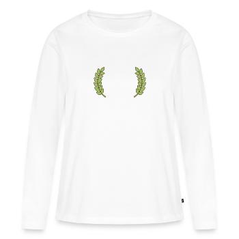 Couronne de laurier - T-shirt manches longues Premium bio Femme - blanc - Devant - Julia (174cm)
