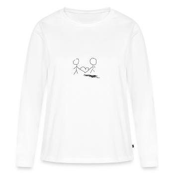 couple - T-shirt manches longues Premium bio Femme - blanc - Devant - Julia (174cm)