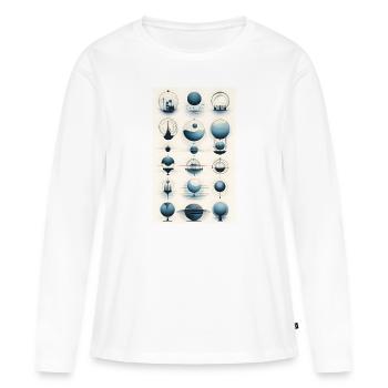 Versions des sphères géométriques - T-shirt manches longues Premium bio Femme - blanc - Devant - Julia (174cm)