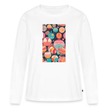 Cercles et sphères vintage - T-shirt manches longues Premium bio Femme - blanc - Devant - Julia (174cm)