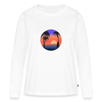 Sunset Palms and Ocean - Frauen Premium Bio Langarmshirt - Weiß - Vorne - Julia (174cm)