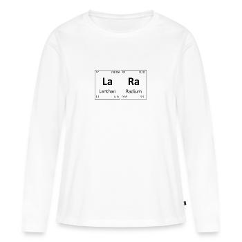Tableau périodique Nom Lara - T-shirt manches longues Premium bio Femme - blanc - Devant - Julia (174cm)