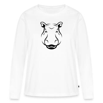 Nilpferd - Frauen Premium Bio Langarmshirt - Weiß - Vorne - Julia (174cm)