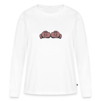 Boxhandschuhe - Frauen Premium Bio Langarmshirt - Weiß - Vorne - Julia (174cm)