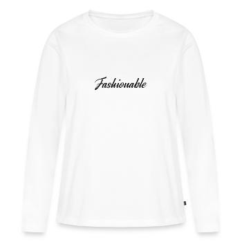 À la mode - T-shirt manches longues Premium bio Femme - blanc - Devant - Julia (174cm)