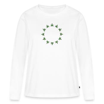Cannabis Blatt Hanf Kreis - Frauen Premium Bio Langarmshirt - Weiß - Vorne - Julia (174cm)