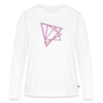 Triangles au néon - T-shirt manches longues Premium bio Femme - blanc - Devant - Julia (174cm)