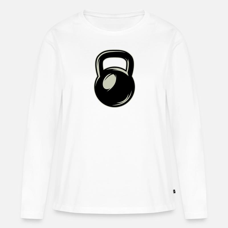 Kettlebell - Frauen Premium Bio Langarmshirt - Weiß