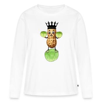 Chou d’arachide Chou royal végétal Drôle - T-shirt manches longues Premium bio Femme - blanc - Devant - Julia (174cm)