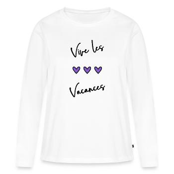 VACANCES. VIVE LES VACANCES. VACANCES - T-shirt manches longues Premium bio Femme - blanc - Devant - Julia (174cm)