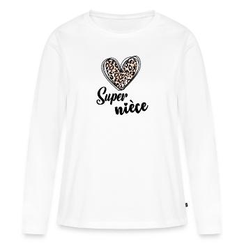 Super nièce - T-shirt manches longues Premium bio Femme - blanc - Devant - Julia (174cm)