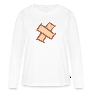 Pflasterkreuz. Croix de trottoir. Pansements pour plaies. - T-shirt manches longues Premium bio Femme - blanc - Devant - Julia (174cm)
