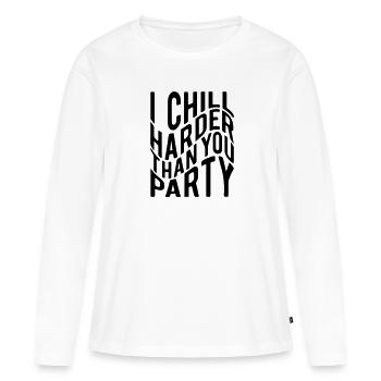 Je me détends plus fort que toi - T-shirt manches longues Premium bio Femme - blanc - Devant - Julia (174cm)