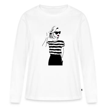 Accent de lèvres du Baiser de la Nuit - T-shirt manches longues Premium bio Femme - blanc - Devant - Julia (174cm)