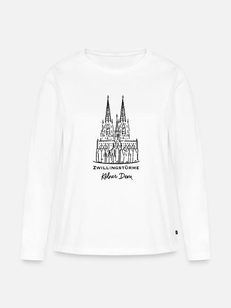 Kölner Dom, Doppeltürme - Frauen Premium Bio Langarmshirt - Weiß