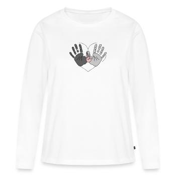Les mains dans le cœur de la famille | Amour et cohésion - T-shirt manches longues Premium bio Femme - blanc - Devant - Julia (174cm)