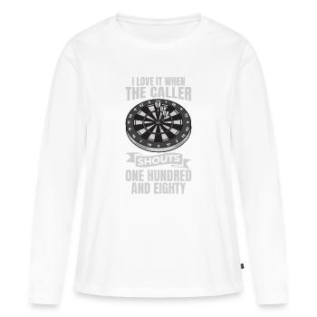 Ich liebe es wenn 180 gerufen wird - Frauen Premium Bio Langarmshirt - Weiß - Vorne - Julia (174cm)