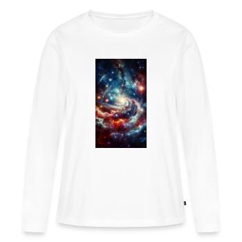 Cosmic Spiral: Star Nebula - Women's Premium Organic Long Sleeve Shirt - white - Front - Julia (174cm)