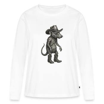 Vintage Mouse Rat Cowboy Texas USA - T-shirt manches longues Premium bio Femme - blanc - Devant - Julia (174cm)