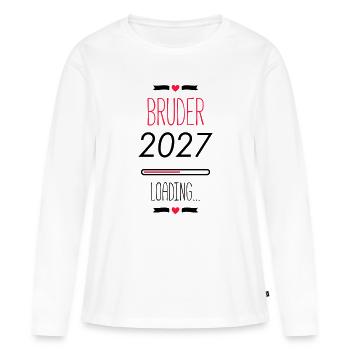 Le cœur du frère en lettres avec le cœur - T-shirt manches longues Premium bio Femme - blanc - Devant - Julia (174cm)