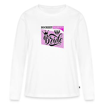 Hochzeit Married Braut Bride Ring Ehefrau Diamant - Frauen Premium Bio Langarmshirt - Weiß - Vorne - Julia (174cm)