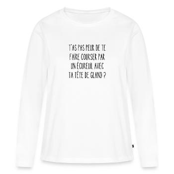 tête de gland - T-shirt manches longues Premium bio Femme - blanc - Devant - Julia (174cm)