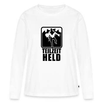 Teilzeit-Held - Frauen Premium Bio Langarmshirt - Weiß - Vorne - Julia (174cm)