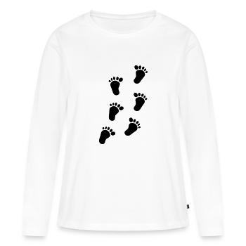 pieds de bébé - T-shirt manches longues Premium bio Femme - blanc - Devant - Julia (174cm)
