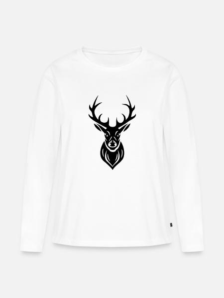 Hirsch Geweih - Frauen Premium Bio Langarmshirt - Weiß