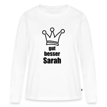 Sarah - Frauen Premium Bio Langarmshirt - Weiß - Vorne - Julia (174cm)
