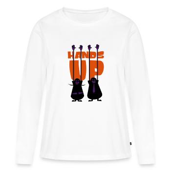 Mains-up - T-shirt manches longues Premium bio Femme - blanc - Devant - Julia (174cm)