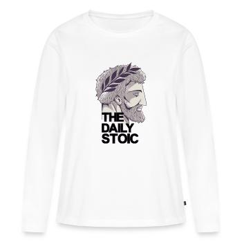 Marcus Aurelius | Le stoïque quotidien - T-shirt manches longues Premium bio Femme - blanc - Devant - Julia (174cm)