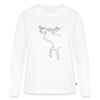 Elch - Moose - Frauen Premium Bio Langarmshirt - Weiß - Vorne - Julia (174cm)