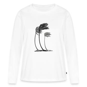 Paumes dans le vent - T-shirt manches longues Premium bio Femme - blanc - Devant - Julia (174cm)