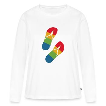 rainbow slippers - T-shirt manches longues Premium bio Femme - blanc - Devant - Julia (174cm)