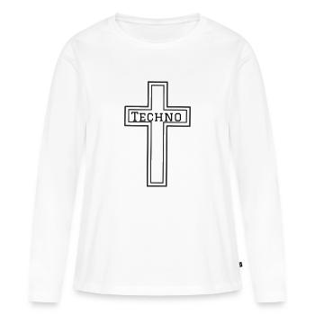 Croix techno - T-shirt manches longues Premium bio Femme - blanc - Devant - Julia (174cm)