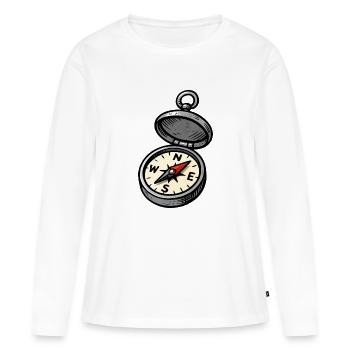 kompass - Frauen Premium Bio Langarmshirt - Weiß - Vorne - Julia (174cm)
