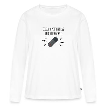 ceux qui mettent pas leur clignotant - T-shirt manches longues Premium bio Femme - blanc - Devant - Julia (174cm)