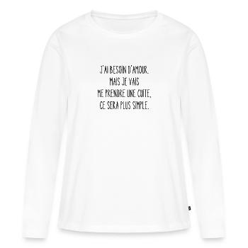 je vais prendre une cuite - T-shirt manches longues Premium bio Femme - blanc - Devant - Julia (174cm)