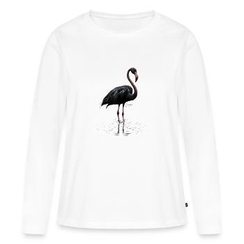 Ventilateurs de flamants roses - T-shirt manches longues Premium bio Femme - blanc - Devant - Julia (174cm)