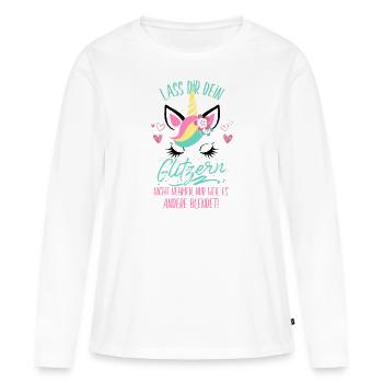Lass dir dein glitzern nicht nehmen Einhorn Motto - Frauen Premium Bio Langarmshirt - Weiß - Vorne - Julia (174cm)