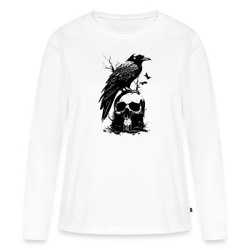 Raven Skull Forest Animal Bird Gothic Metal - Women's Premium Organic Long Sleeve Shirt - white - Front - Julia (174cm)