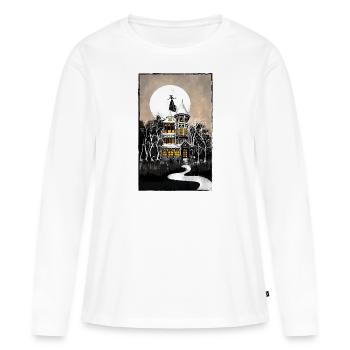 Manoir hanté d’Halloween - T-shirt manches longues Premium bio Femme - blanc - Devant - Julia (174cm)